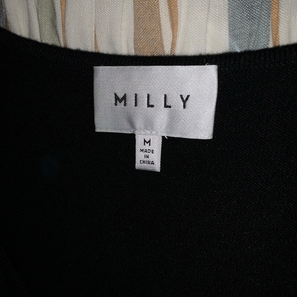 Milly Black Knit Short Sleeve V Neck Dress Size M - Picture 3 of 3